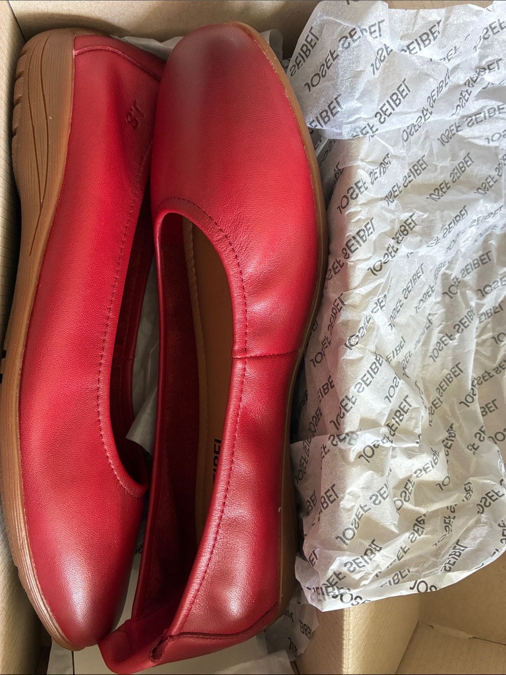 Josef Seibel Leather Ballet Flats red hibiscus